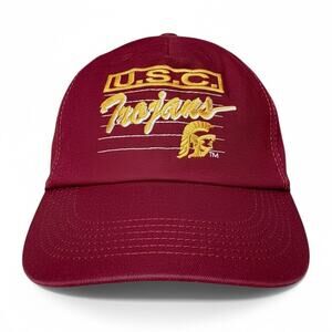 Vintage 80s USC Trojans Front Row Cardinal Gold Snapback Hat Cap Made in USA